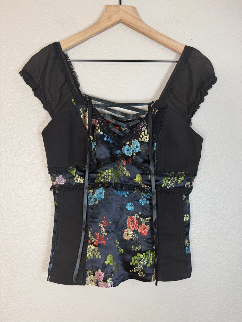Tripp NYC Vintage Y2K Hot Topic Oriental Geisha Satin Brocade Corset Goth Medium